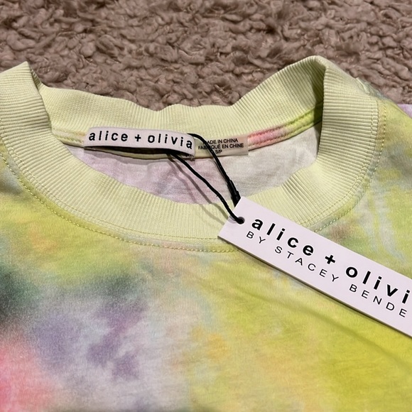 NWT Small Alice + Olivia Garner T-shirt Dress Tie Dye - Picture 3 of 9